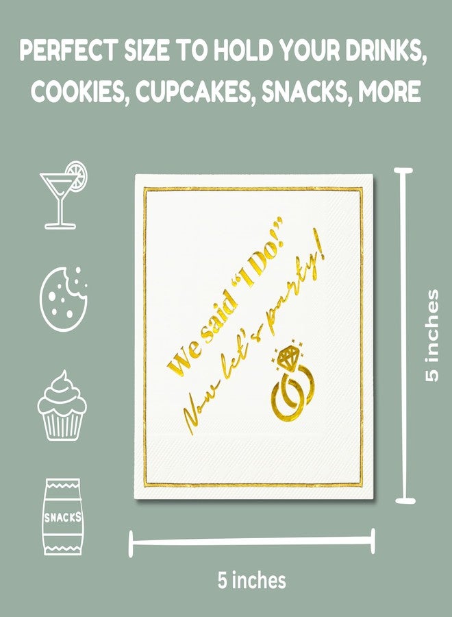 Cloverjoyed Wedding Cocktail Napkins, Elegant Gold Decorations for Weddings, Disposable Paper Napkin for Reception, Bar, After Party, Dessert Table, 50 Pack - Image 3